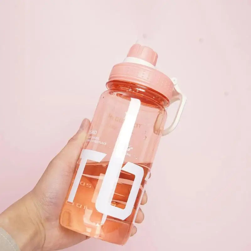 1Pc 600ml Water Bottle With Handle Plastic Clear Gym Fitness Drinking Bottle Outdoor Camping Climbing Hiking Sports Bottle