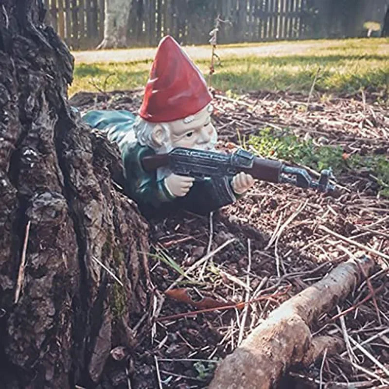 Garden Statue Resin Desktop Lawn Ornament for Outdoor Garden Funny Army Gnome Decoration Wooden Monster Yard Sculpture Figurines