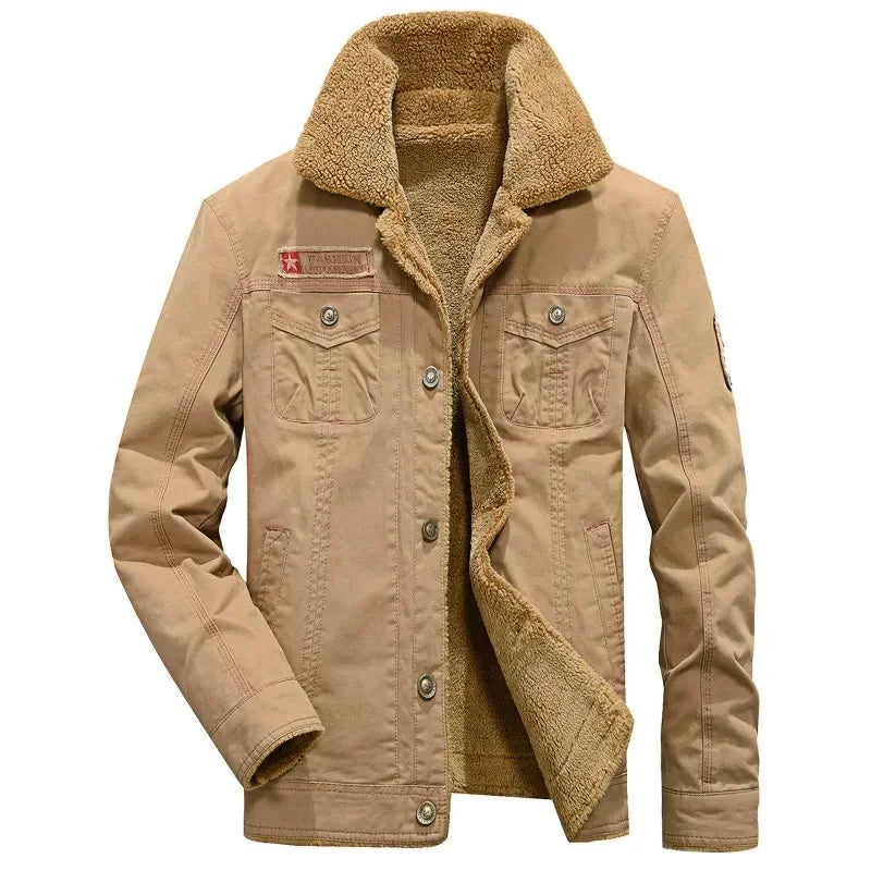 Winter Jeans Jackets Men's Lapel Lamb Fur Jackets Men's Winter Autumn Jackets Denim Inner Fleece Thickened Men's Fur Coats