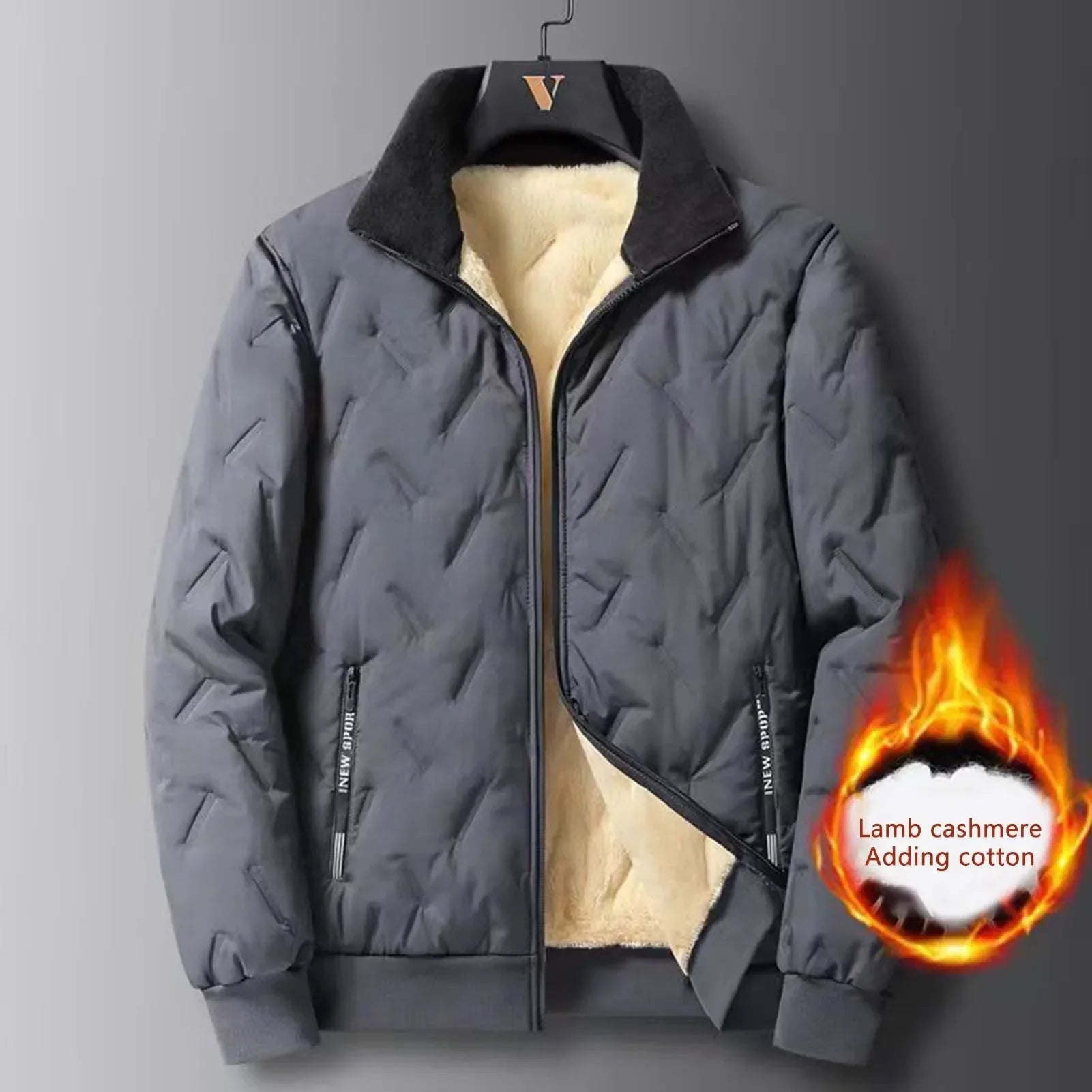 Winter Thickened Fleece Jackets for Men Windproof Snow Coats Men's Outerwear Cropped Woolen Parka Coat Autumn Warm Bomber Jacket