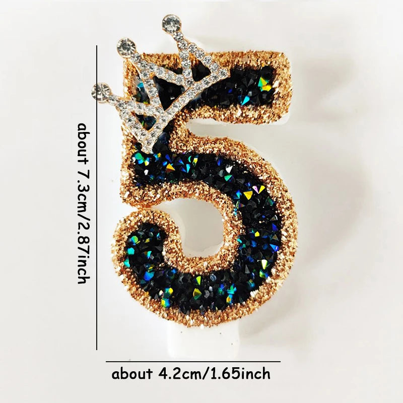 Number Birthday Candle Shiny Crown Digital Cake Topper Candle Kids Birthday Anniversary Party Decoration Supplies Birthday Favor