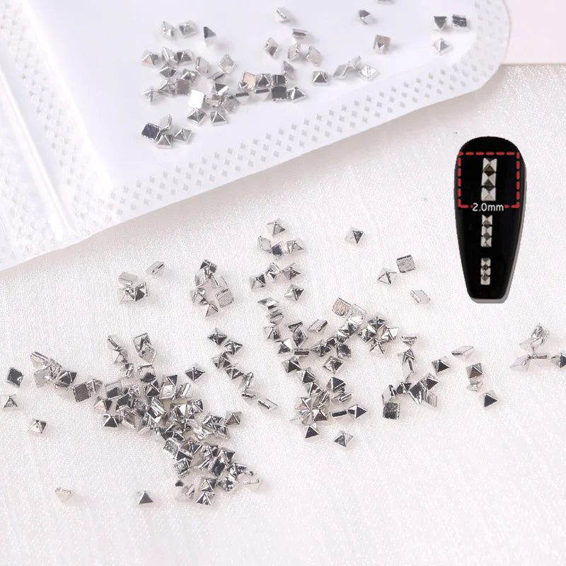 TSZS 1/2/3mm Spikes On Nail Metal Studs Conical Shape Punk Style Halloween Nail Charms Flat Back Rivets 3D Alloy Nail Decoration