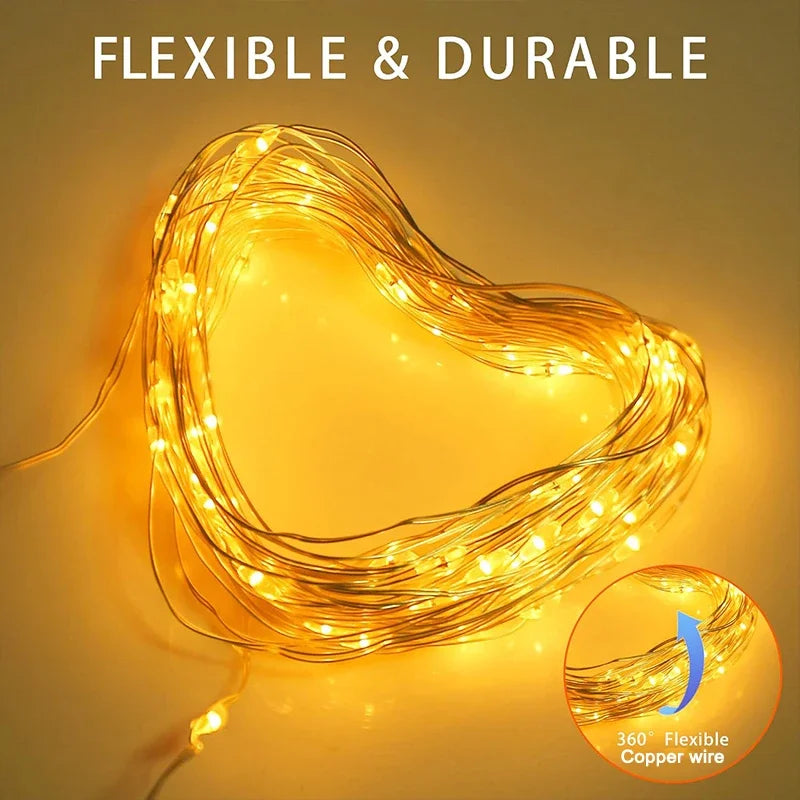 Solar Fairy String Lights Outdoor LED Garden Christmas Decor Garland Light For Xmas Halloween Thanksgiving Wedding