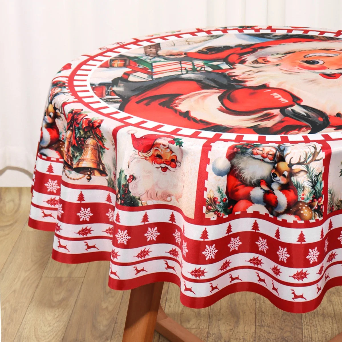Christmas Tablecloth Santa Elk Table Cover Christmas Party Table Decorations for Home 2025 Navidad Notal Noel Xmas Ornaments