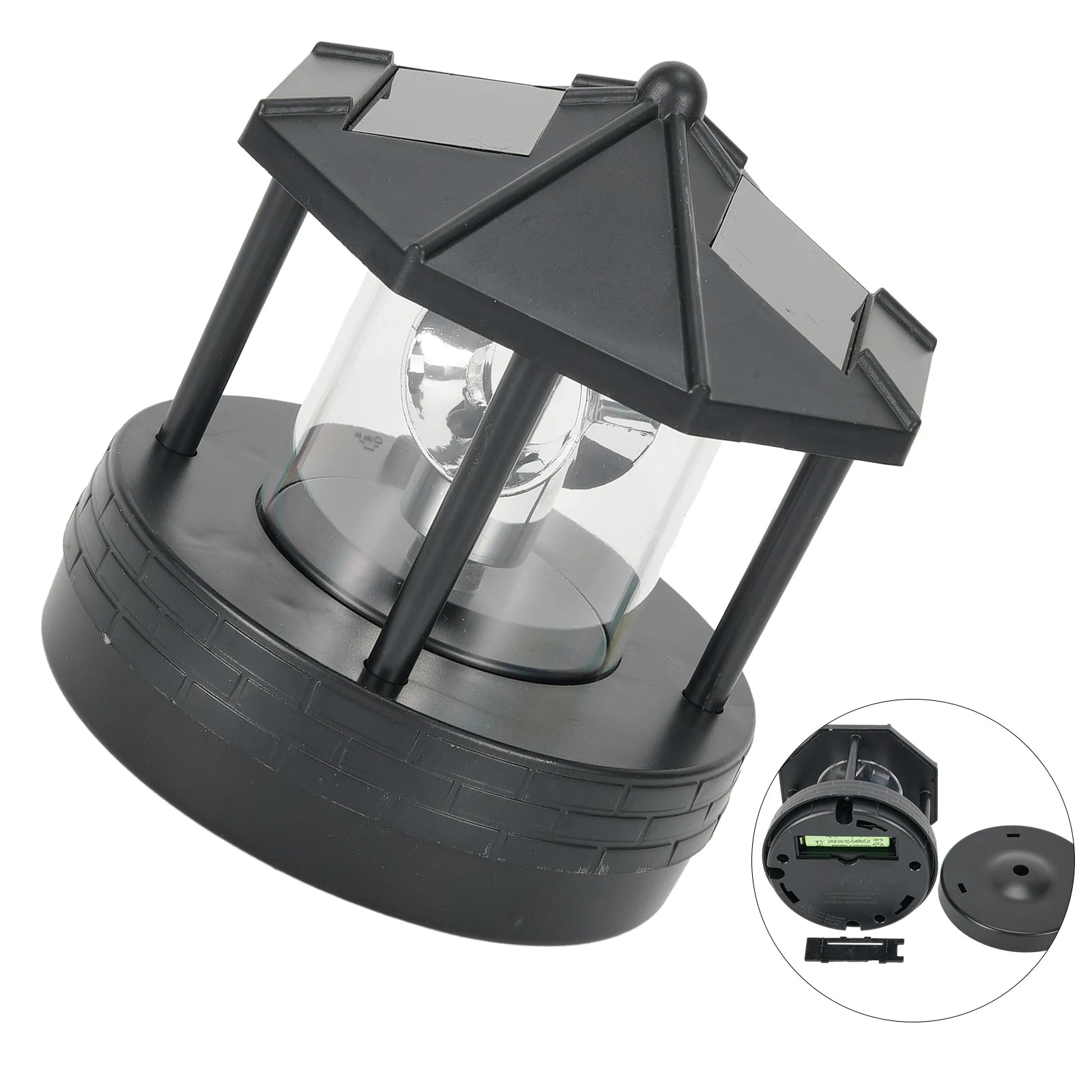 Garden Courtyard LED Solar Lighthouse Lawn Light Outdoor Waterproof Street Light Rotating Rockery Lighthouse Decorative Lights