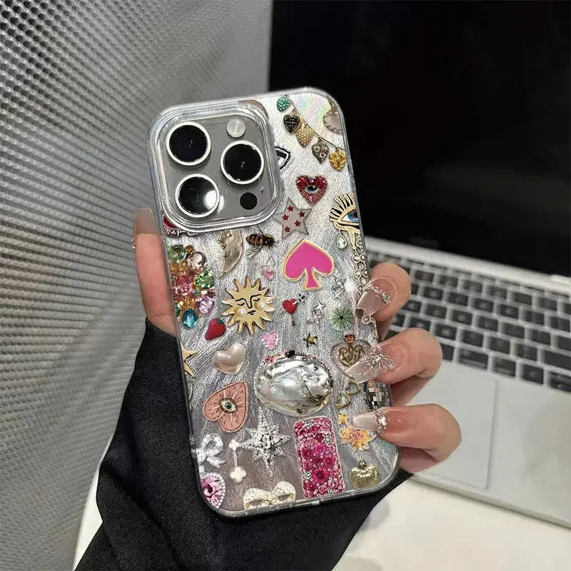 Personality Love Painted Phone Case For iPhone 16 Pro 15 Pro Max 14 Plus 13 12 11 Pro 16E XS Max XR 7 8 Drop Protection Cover