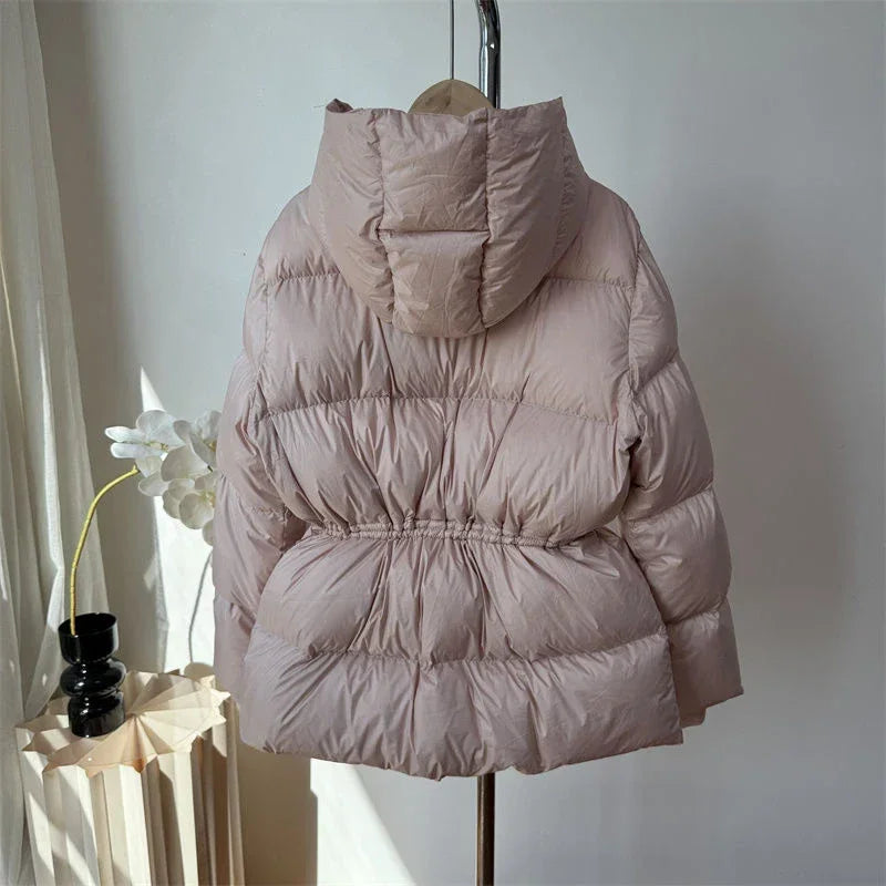Women Winter Drawstring Lace-up Snow Women's Warm Down Jacket Hooded Puffer Jacket Parkas High Quality Cotton Padded Coat