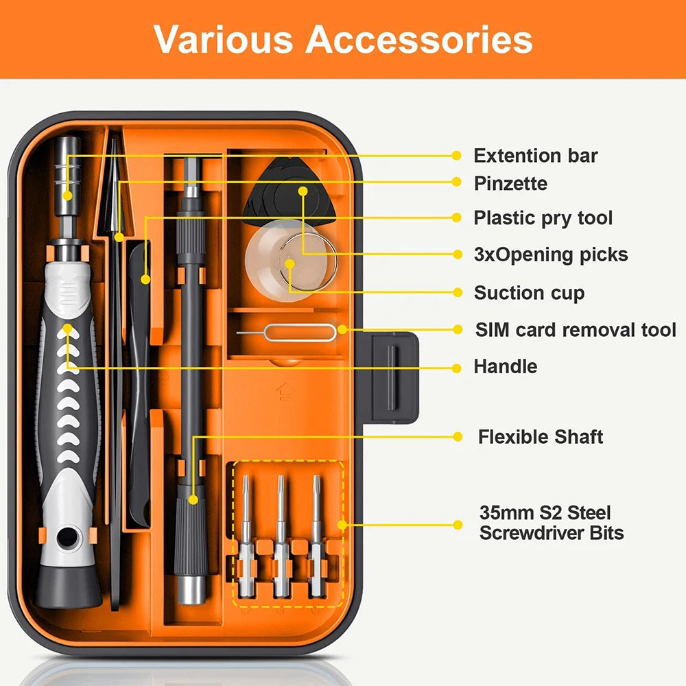 25/115/135/140 in1 Screwdriver Set  Magnetic Torx Phillips Screw Bit Kit  With Electrical Remover Wrench Repair Phone PC Tools