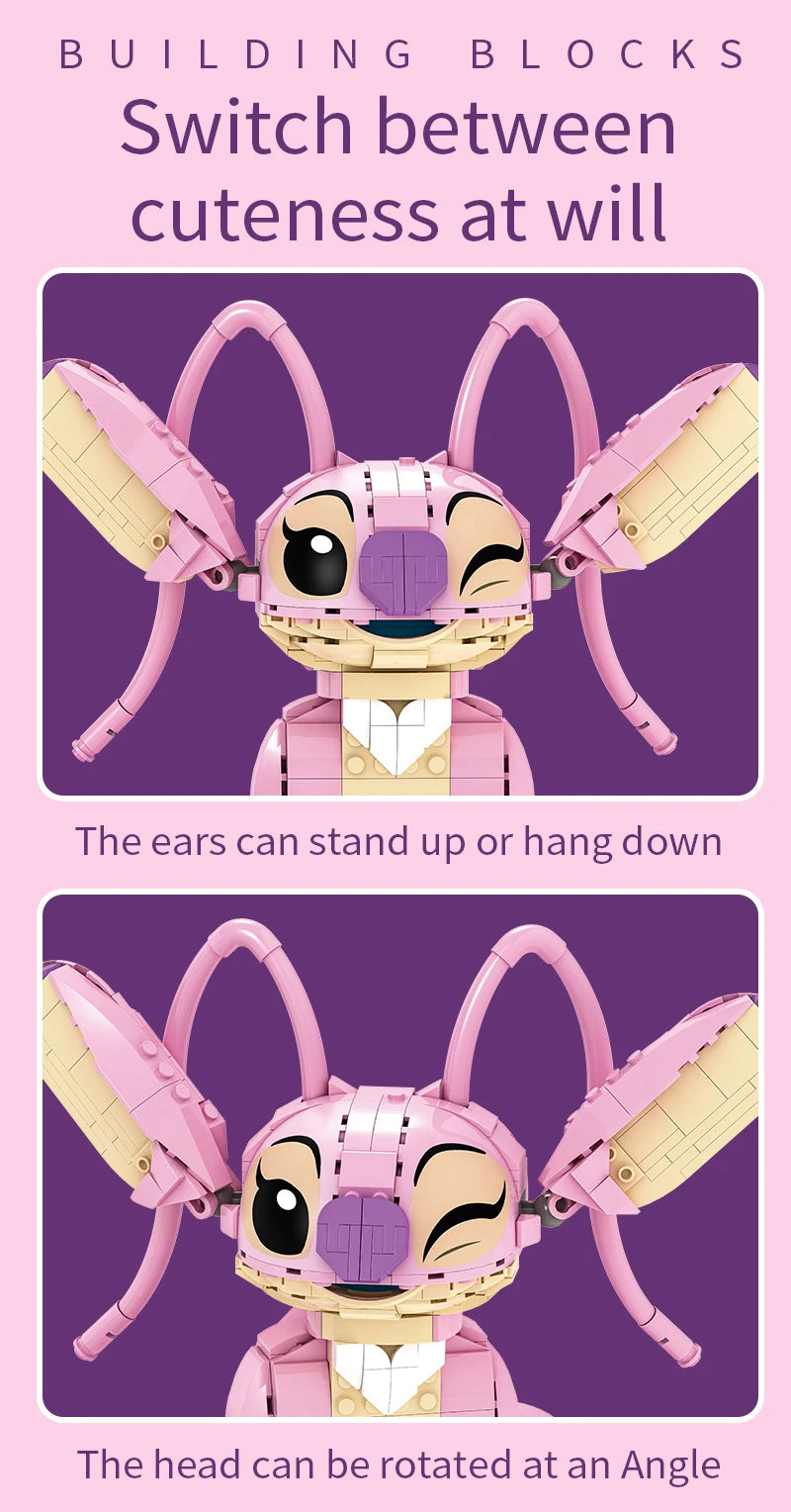 New Stitch Angel CP Building Blocks 2025 - Large Piece Cartoon Toys with Moving Ears Kids Assembly Gift for Boys Girls Birthday
