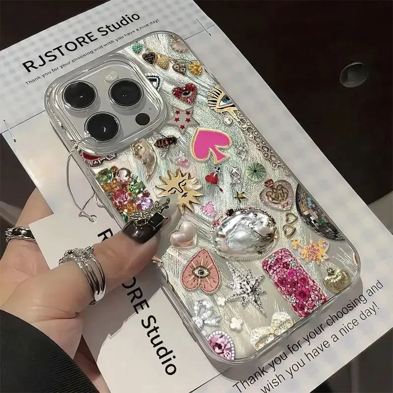 Personality Love Painted Phone Case For iPhone 16 Pro 15 Pro Max 14 Plus 13 12 11 Pro 16E XS Max XR 7 8 Drop Protection Cover