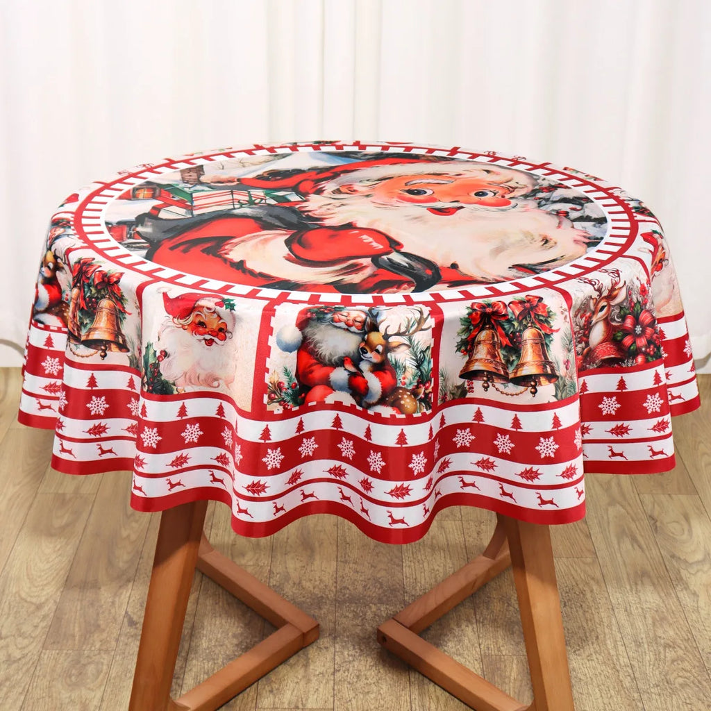Christmas Tablecloth Santa Elk Table Cover Christmas Party Table Decorations for Home 2025 Navidad Notal Noel Xmas Ornaments