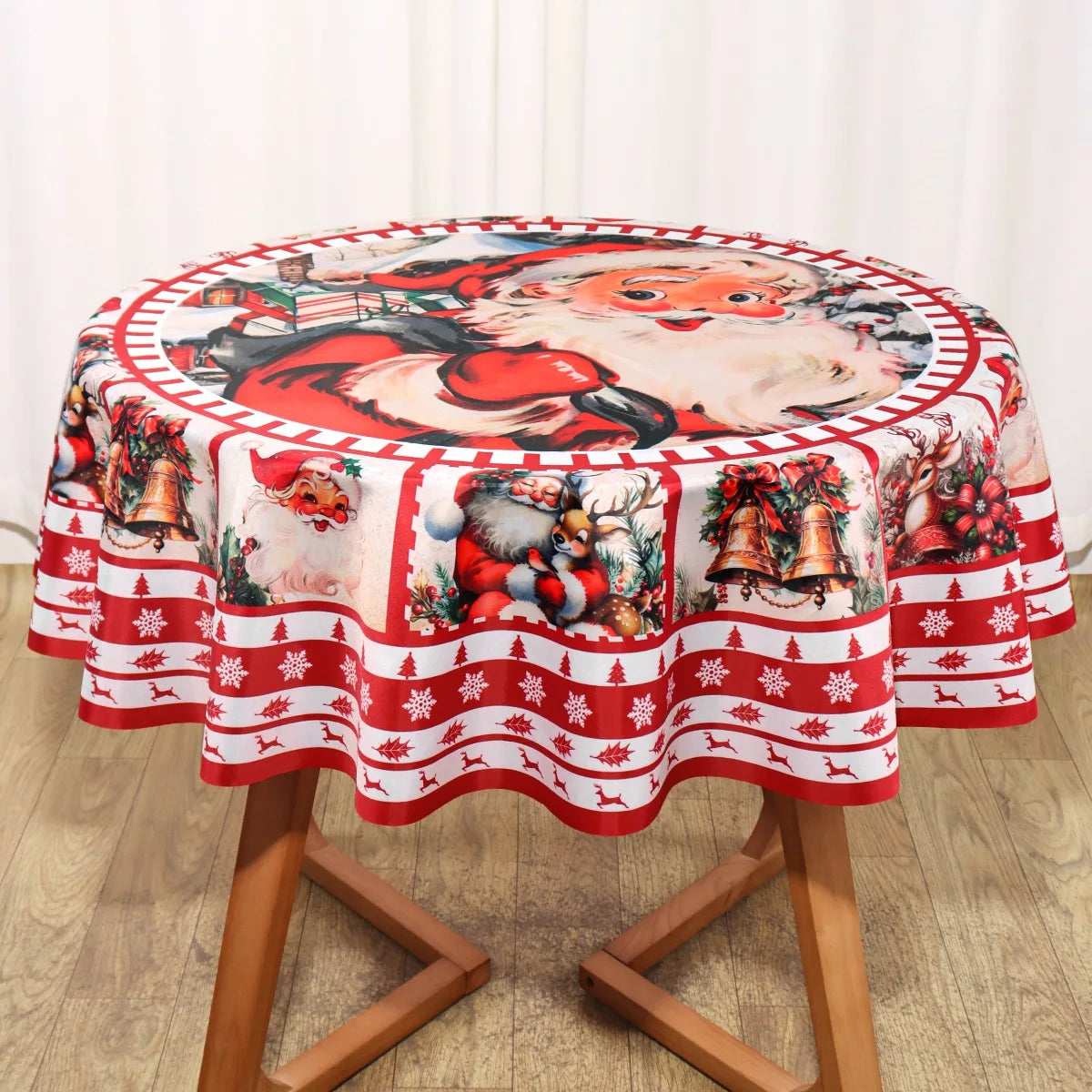 Christmas Tablecloth Santa Elk Table Cover Christmas Party Table Decorations for Home 2025 Navidad Notal Noel Xmas Ornaments