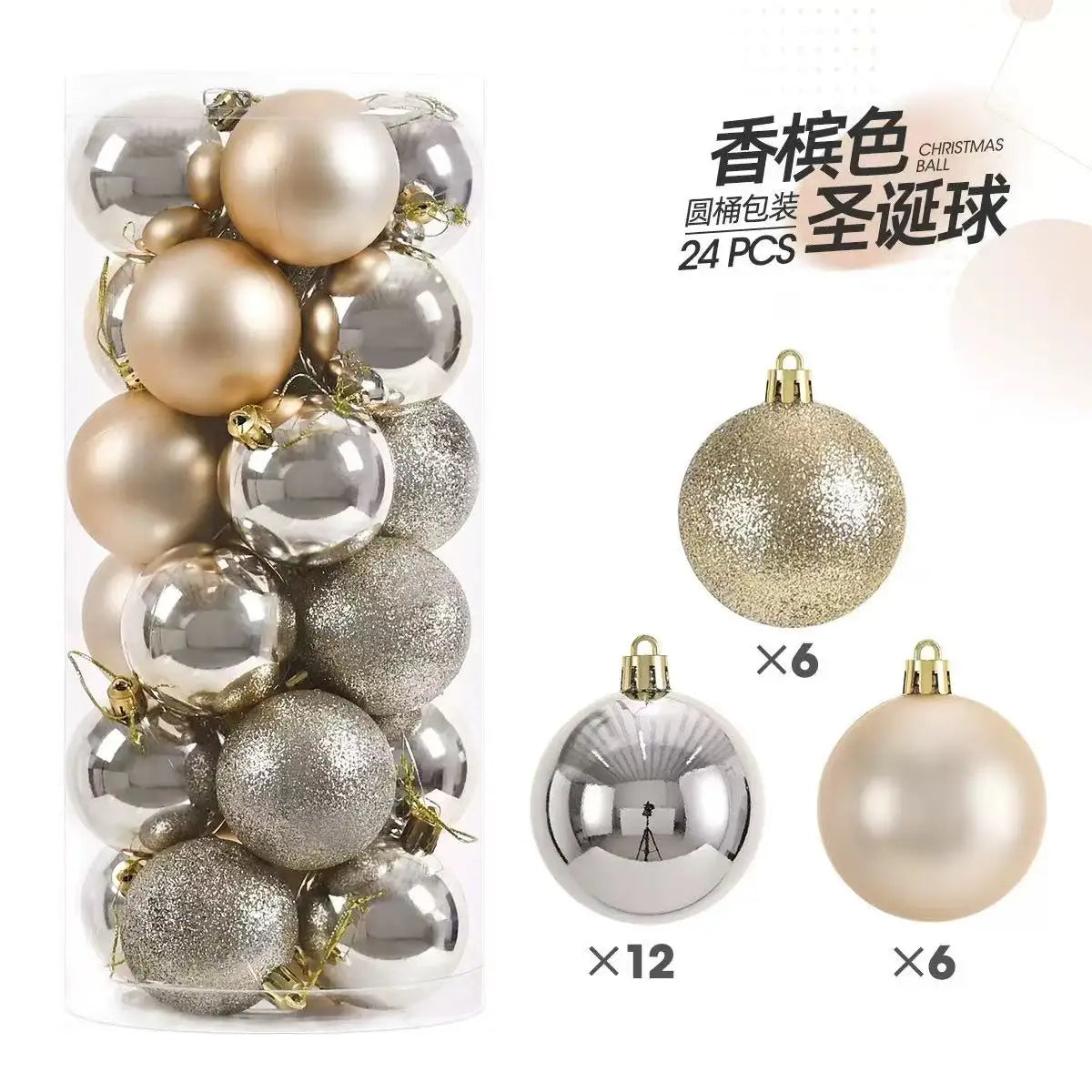 24pcs Christmas Balls Christmas Tree Ornaments Ball Xmas Hanging Tree Pendants Home Party Christmas Tree Decor New Year Gift
