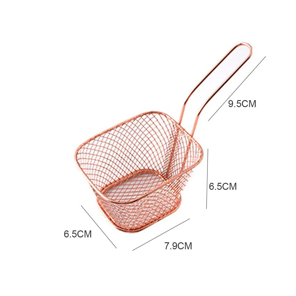 10PCS French Fries Basket Portable Stainless Steel Chips Mini Frying Basket Strainer Fryer Kitchen Cooking Chef Basket Colander
