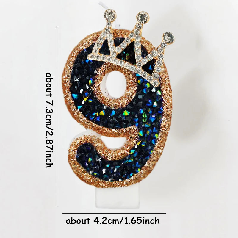 Number Birthday Candle Shiny Crown Digital Cake Topper Candle Kids Birthday Anniversary Party Decoration Supplies Birthday Favor