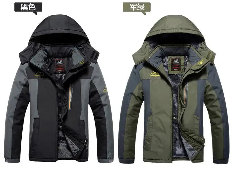 Winter Outdoors Jackets Plus Size 5XL 6XL 7XL 8XL 9XL Thicken Fleece Warm Coats Men Outwear Waterproof Windproof Hooded Jacket