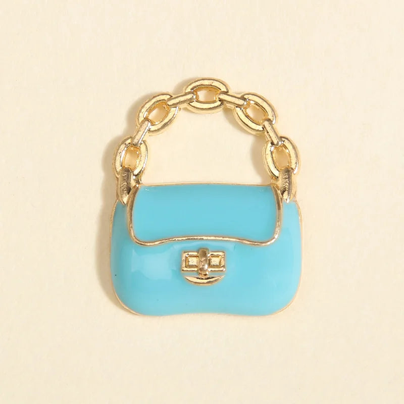 10pcs Cute Enamel Handbag Charms Colorful Cartoon Pretty Bag Pendants For Making Key Chains Necklace Handmade DIY Jewelry