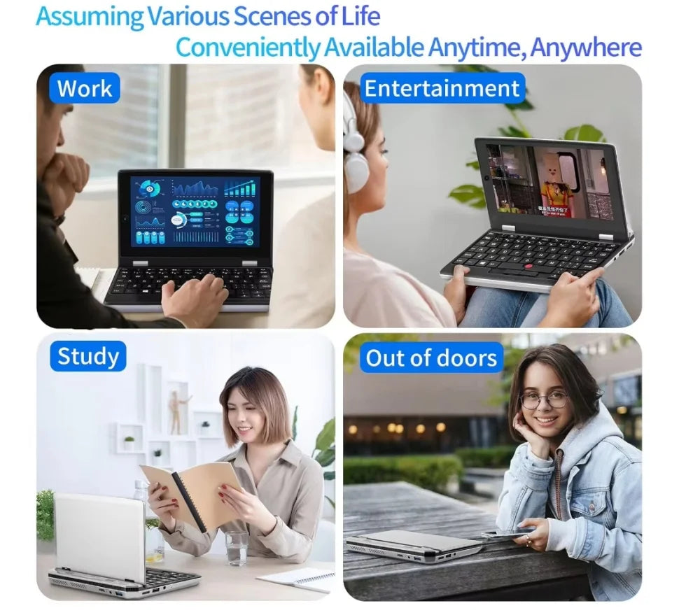 Slim Laptop intel N95 CPU HD Graphics 16GB -128G/256G/512G/1TB SSD 7 inch Touch Screen Mini PC Computer Netbook