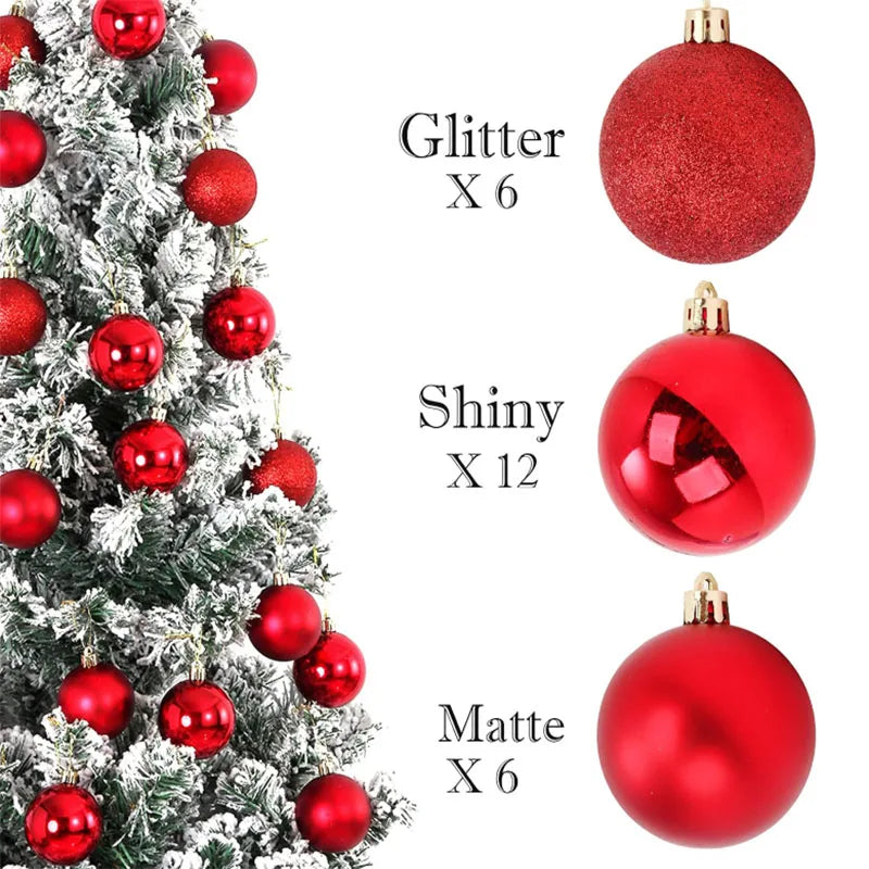 24pcs Christmas Balls Christmas Tree Ornaments Ball Xmas Hanging Tree Pendants Home Party Christmas Tree Decor New Year Gift