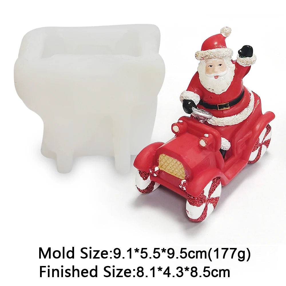Christmas Santa Claus Snowman Sleigh Shape Candle Mold Chocolate Dessert Fondant Cake Tools DIY Candle Gypsum Silicone Mould