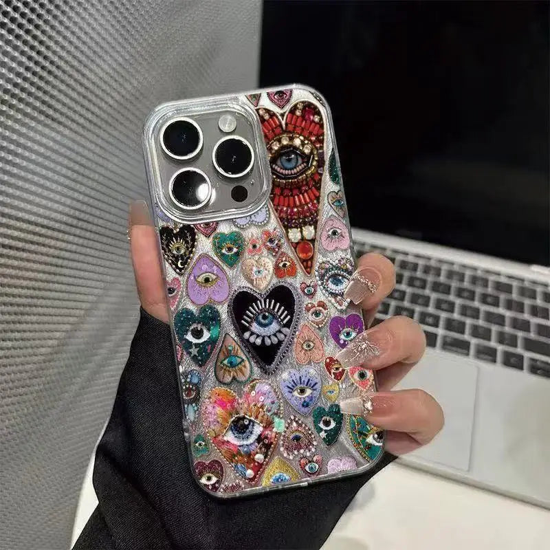 Personality Love Painted Phone Case For iPhone 16 Pro 15 Pro Max 14 Plus 13 12 11 Pro 16E XS Max XR 7 8 Drop Protection Cover