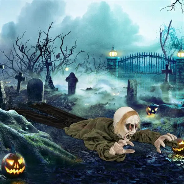 Halloween zombie decorations with sparkling eyes and spooky sounds