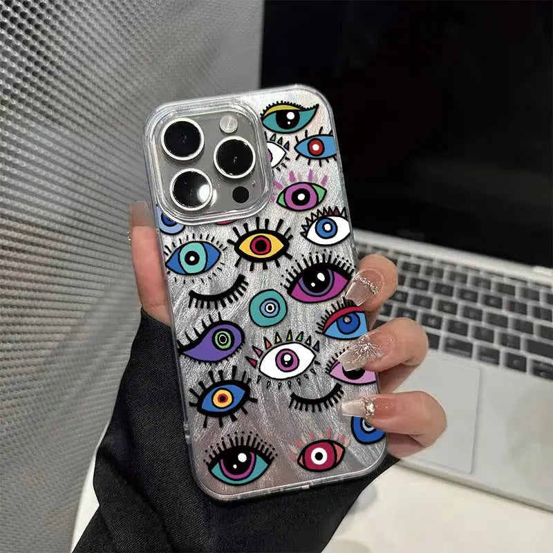 Personality Love Painted Phone Case For iPhone 16 Pro 15 Pro Max 14 Plus 13 12 11 Pro 16E XS Max XR 7 8 Drop Protection Cover