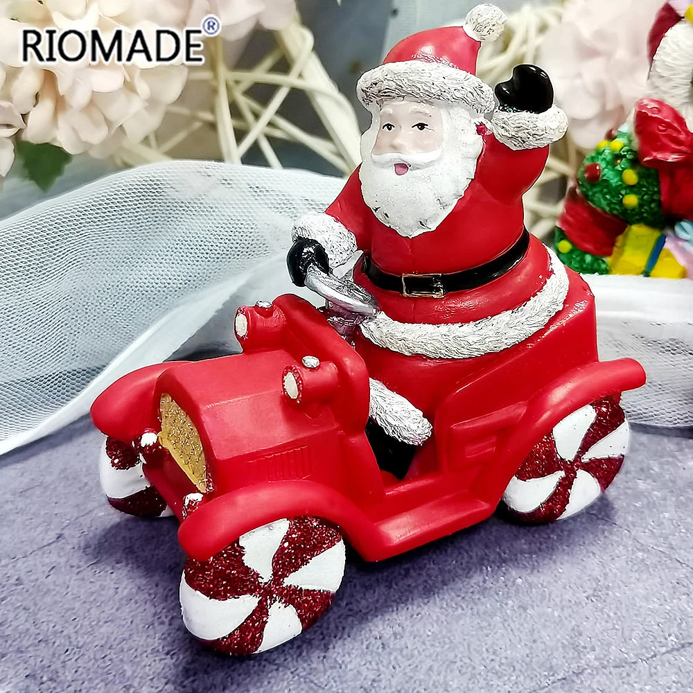 Christmas Santa Claus Snowman Sleigh Shape Candle Mold Chocolate Dessert Fondant Cake Tools DIY Candle Gypsum Silicone Mould