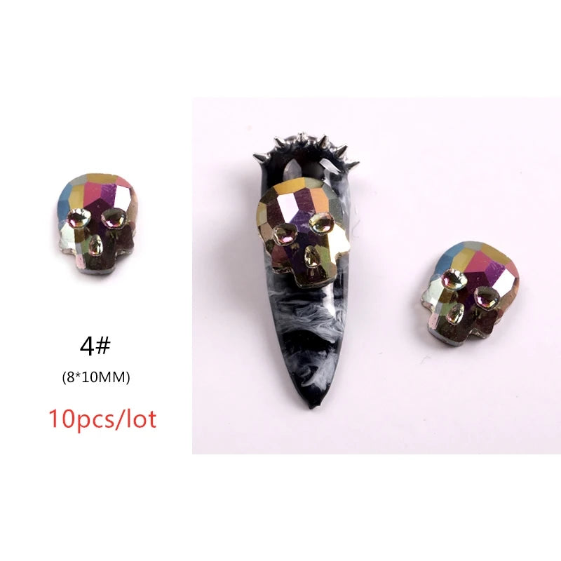 TSZS 1/2/3mm Spikes On Nail Metal Studs Conical Shape Punk Style Halloween Nail Charms Flat Back Rivets 3D Alloy Nail Decoration
