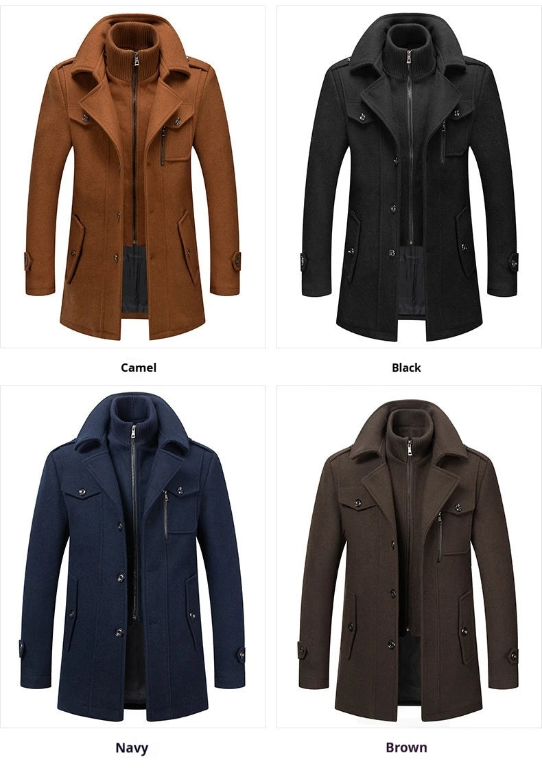 2024 Autumn/Winter Jackets for Men's Clothing Business Woolen Coats for Men Fashion Double Collar Cold Resistant