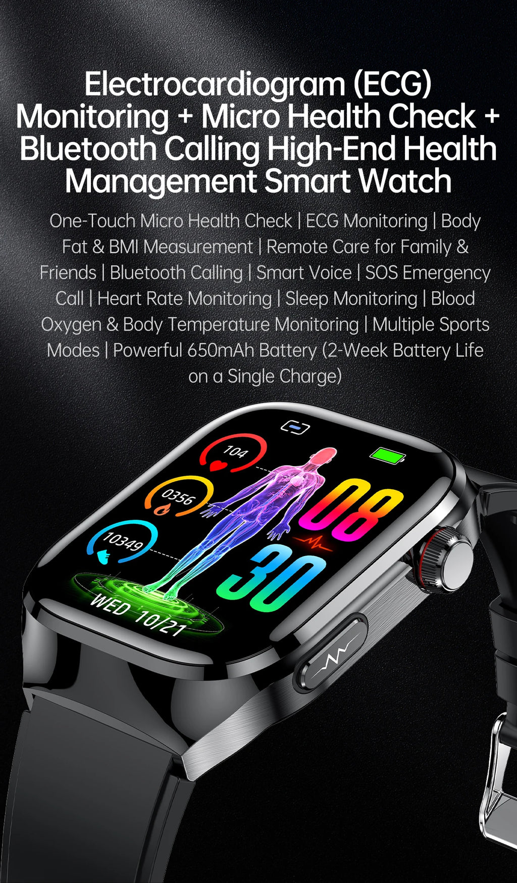 2025 New Men ECG+PPG Five Organs Health Diagnosis Smart Watch Uric Acid Blood Lipids Blood Pressure Temp Heart Rate Smartwatches