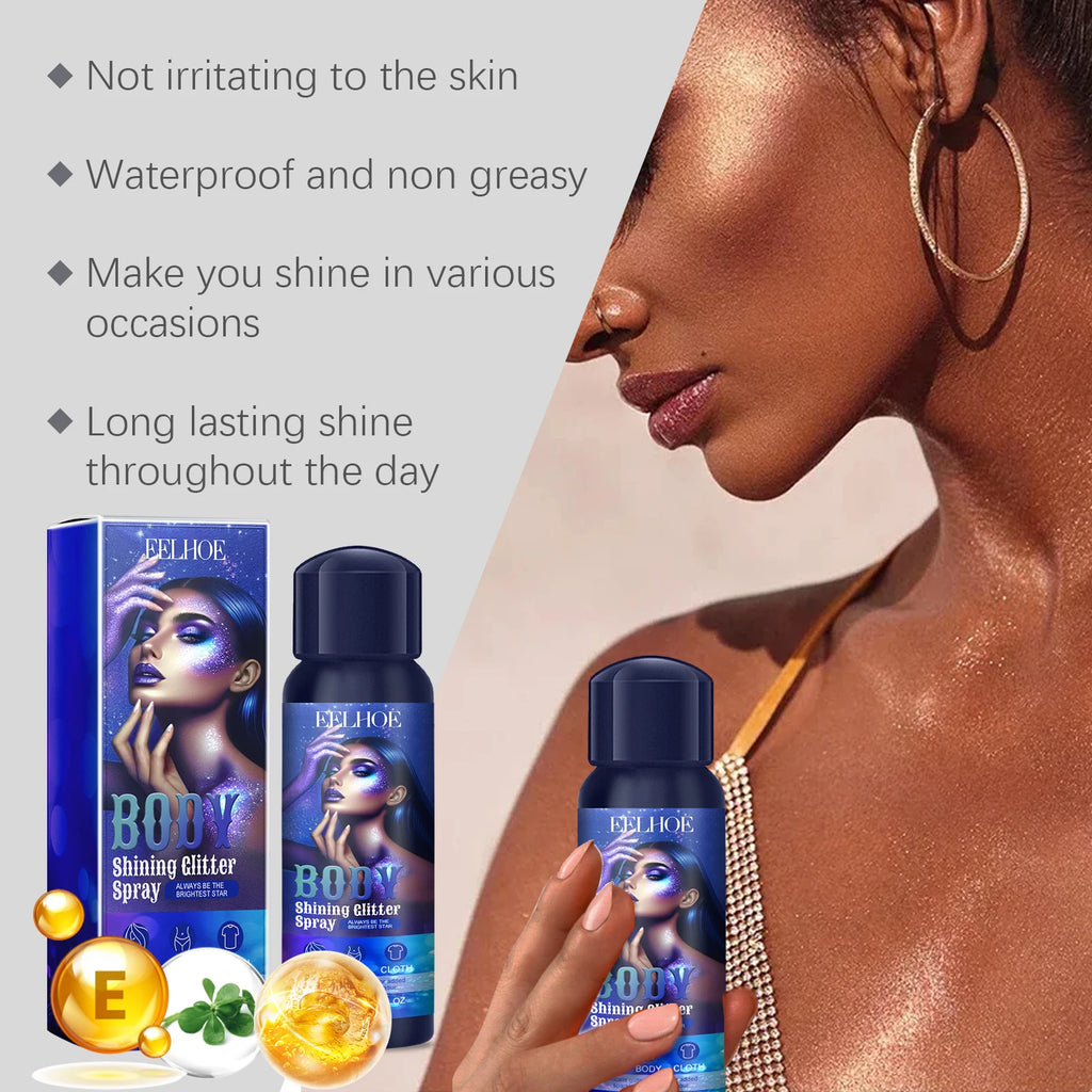 Glitter Body Spray Shimmer Makeup Highlighter Waterproof Long Lasting Sparkle For Face Hair Body Party Festival Events