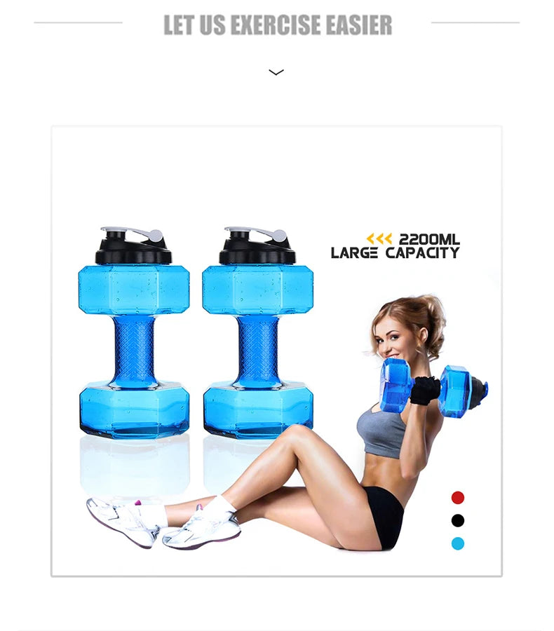 Gym Water Dumbbell Large Capacity Sport Bottle Bodybuilding Exercise Water-Filled Dumbbell Water Bottle Gym Equipment for Home