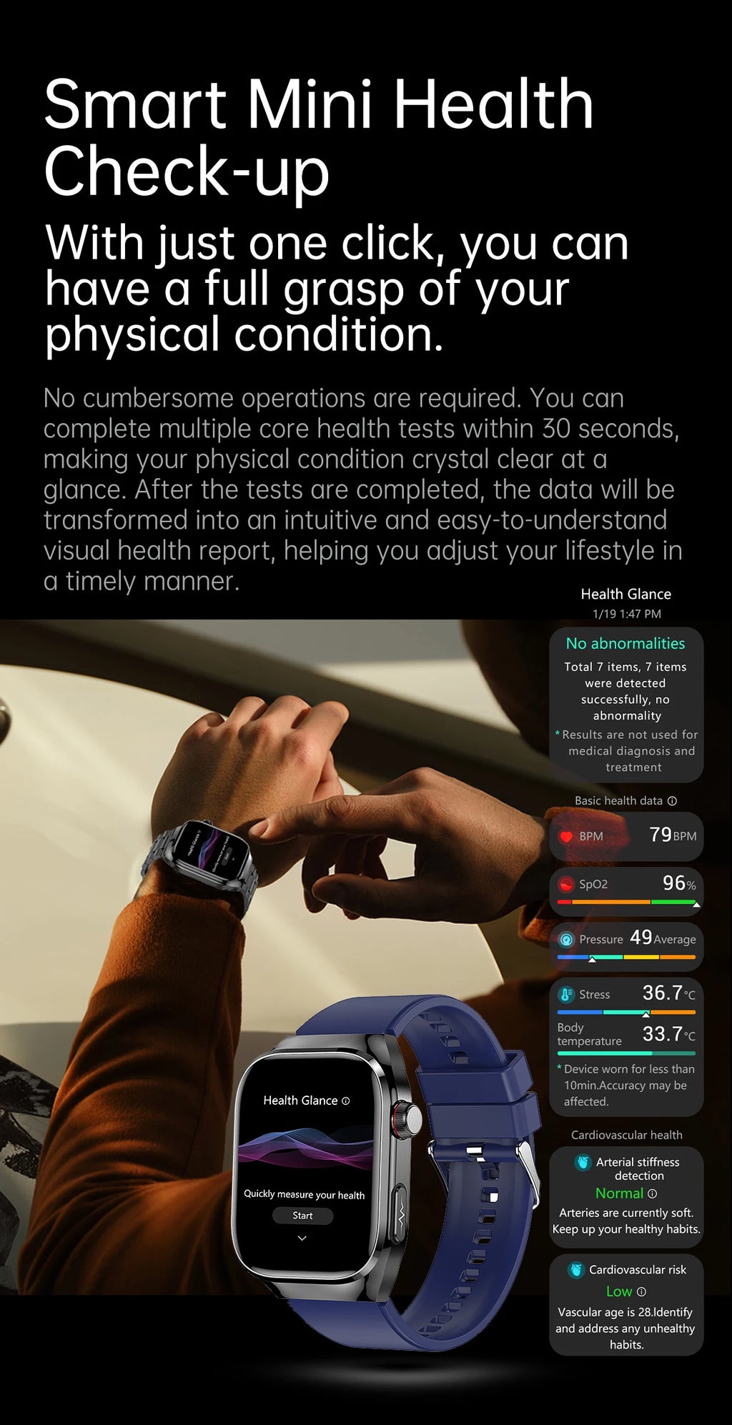 2025 New Men ECG+PPG Five Organs Health Diagnosis Smart Watch Uric Acid Blood Lipids Blood Pressure Temp Heart Rate Smartwatches