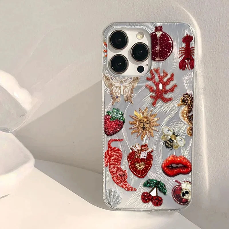 Personality Love Painted Phone Case For iPhone 16 Pro 15 Pro Max 14 Plus 13 12 11 Pro 16E XS Max XR 7 8 Drop Protection Cover