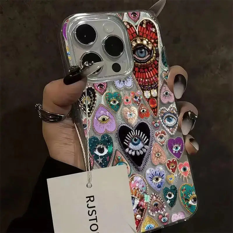 Personality Love Painted Phone Case For iPhone 16 Pro 15 Pro Max 14 Plus 13 12 11 Pro 16E XS Max XR 7 8 Drop Protection Cover