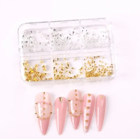 TSZS 1/2/3mm Spikes On Nail Metal Studs Conical Shape Punk Style Halloween Nail Charms Flat Back Rivets 3D Alloy Nail Decoration