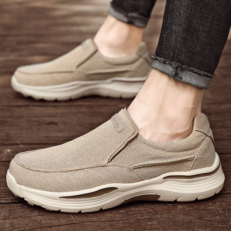 Men's Breathable Canvas Slip-On Loafers | Casual Comfort Sneakers with Cushioned EVA Sole & Mesh Inner for All-Day Wear