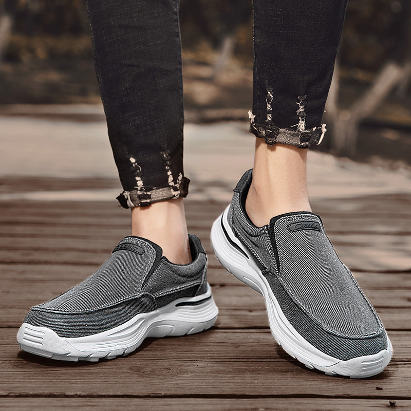 Men's Breathable Canvas Slip-On Loafers | Casual Comfort Sneakers with Cushioned EVA Sole & Mesh Inner for All-Day Wear