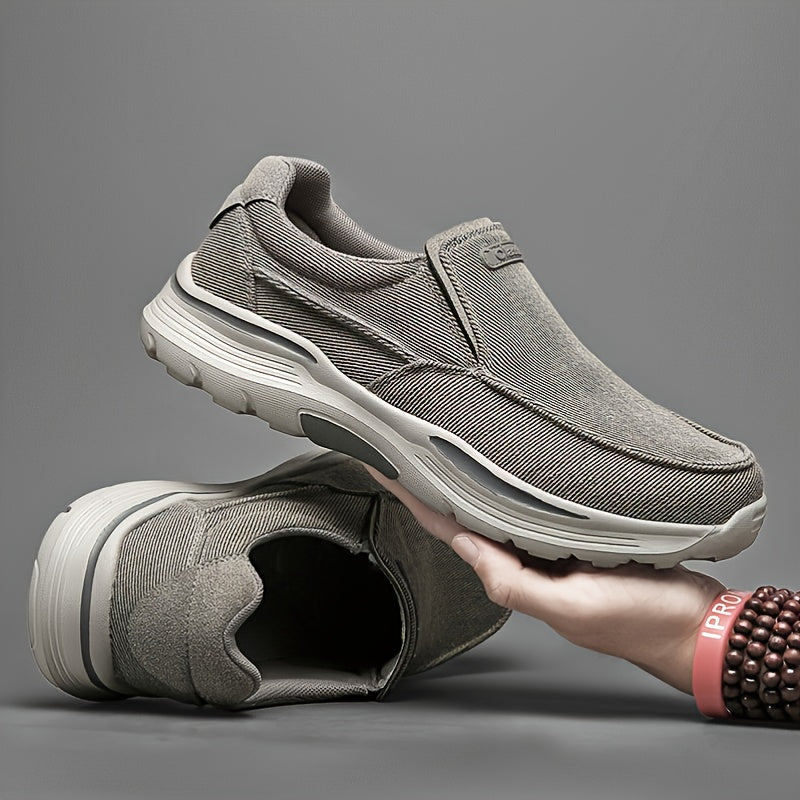 Men's Breathable Canvas Slip-On Loafers | Casual Comfort Sneakers with Cushioned EVA Sole & Mesh Inner for All-Day Wear