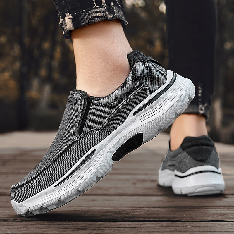 Men's Breathable Canvas Slip-On Loafers | Casual Comfort Sneakers with Cushioned EVA Sole & Mesh Inner for All-Day Wear