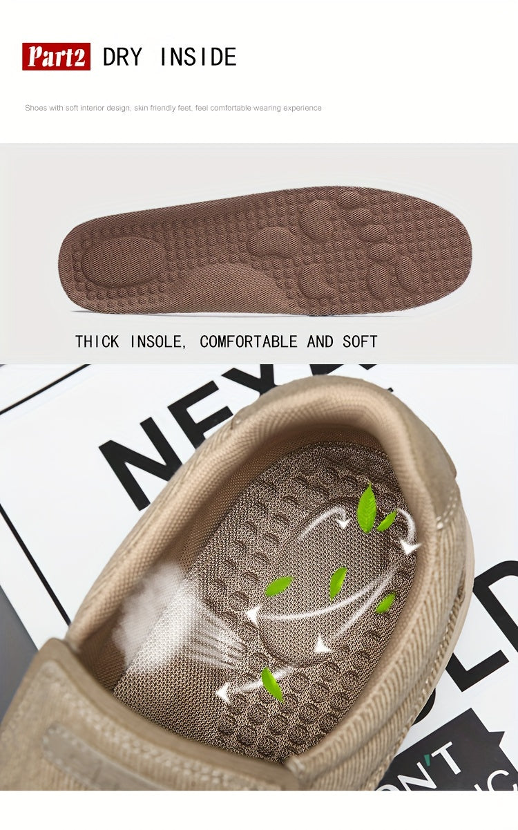 Men's Breathable Canvas Slip-On Loafers | Casual Comfort Sneakers with Cushioned EVA Sole & Mesh Inner for All-Day Wear