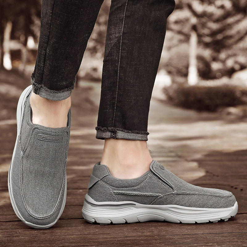 Men's Breathable Canvas Slip-On Loafers | Casual Comfort Sneakers with Cushioned EVA Sole & Mesh Inner for All-Day Wear