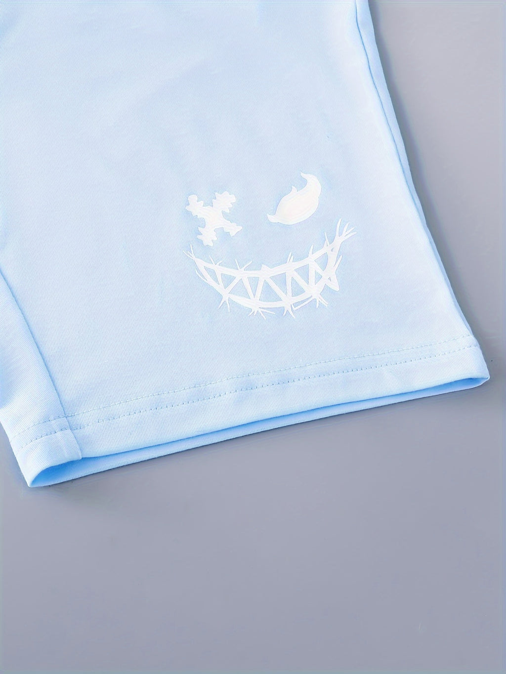 3pcs Boy's Smile Face Print Short Sleeve Casual T-Shirts & Shorts & Backpack Set, Comfy Soft Stretchable Outfits, Children's Clothing