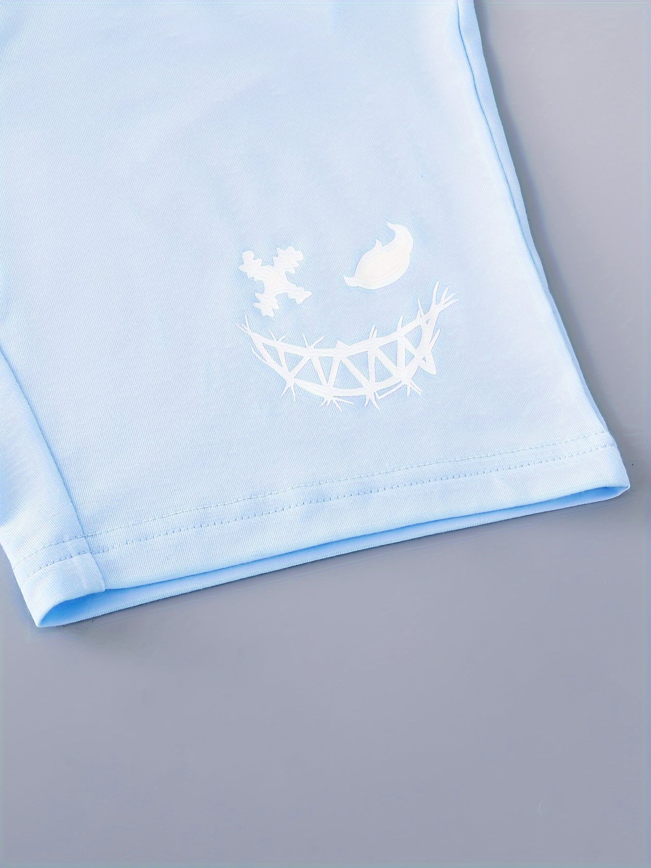 3pcs Boy's Smile Face Print Short Sleeve Casual T-Shirts & Shorts & Backpack Set, Comfy Soft Stretchable Outfits, Children's Clothing