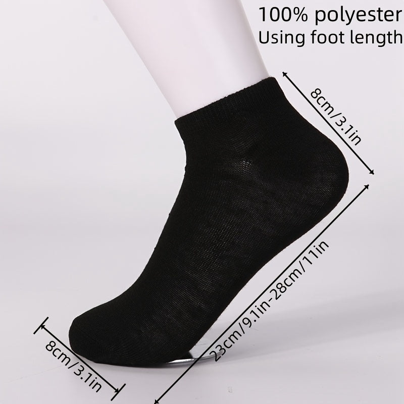 10/20 Pairs Men's Fashion Ankle Socks - Sweat Absorbent Anti-Odor Breathable Summer No-Show Socks, Thin Lightweight Solid Color (Black/White/Grey) for Casual & Formal Wear, Minimalist Design, Comfortable Fit, Office Professio