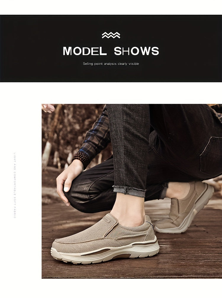 Men's Breathable Canvas Slip-On Loafers | Casual Comfort Sneakers with Cushioned EVA Sole & Mesh Inner for All-Day Wear