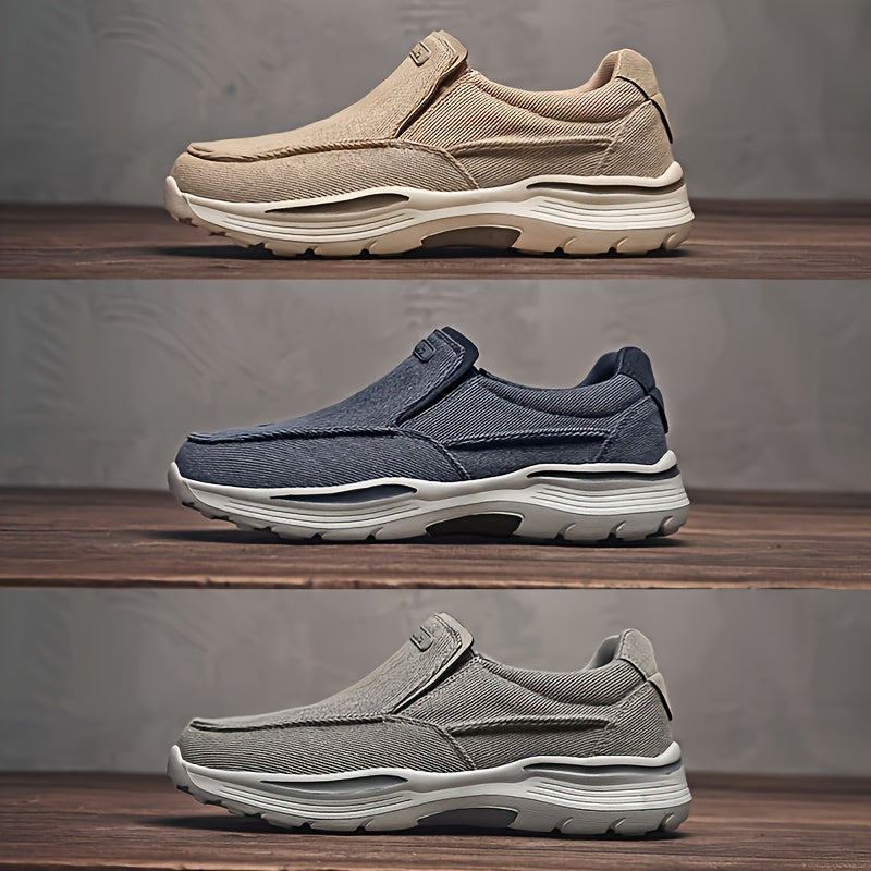Men's Breathable Canvas Slip-On Loafers | Casual Comfort Sneakers with Cushioned EVA Sole & Mesh Inner for All-Day Wear