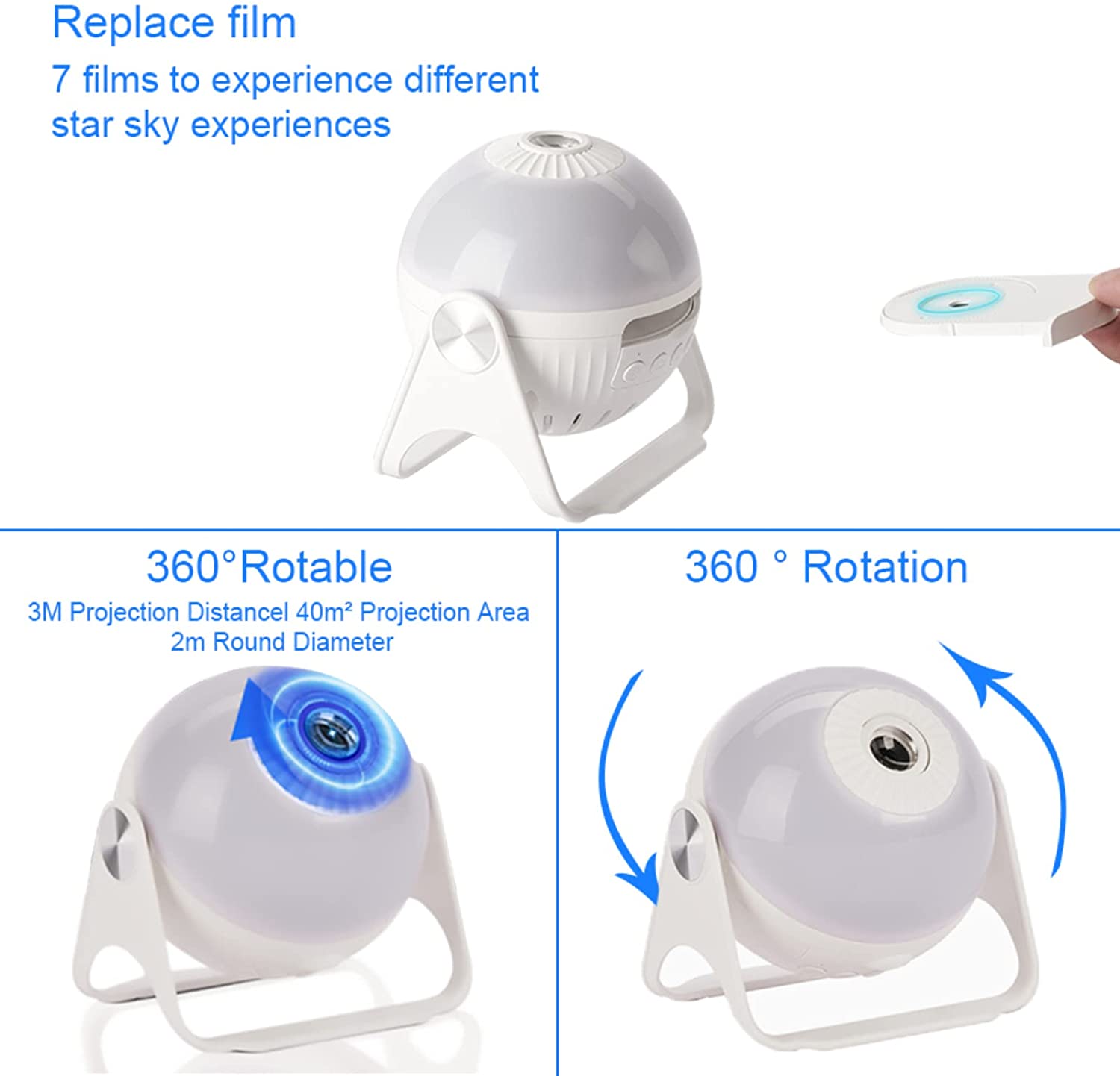 1pc Planetarium Projector, Galaxy Projector, 7 In 1 Rotating Nebula Moon Star Projector, Bedroom Projection Lamp, Decorative Night Light