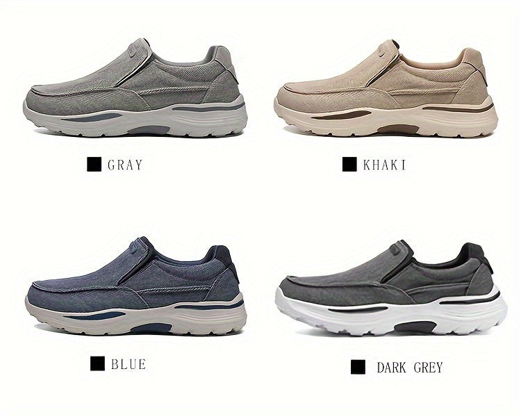 Men's Breathable Canvas Slip-On Loafers | Casual Comfort Sneakers with Cushioned EVA Sole & Mesh Inner for All-Day Wear